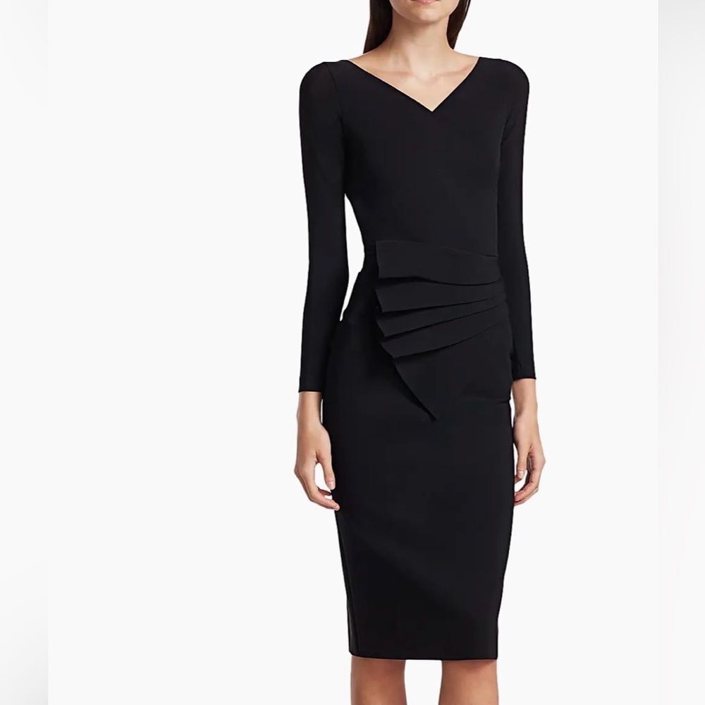 Chiara Boni La Petite Robe Kaya Pleated Detail Sheath Dress in black 44/8
